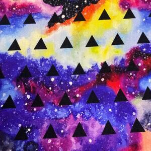 Galaxy Triangle Print Stretch Cotton Lycra Sewing Fabric 1 Yard x 58"